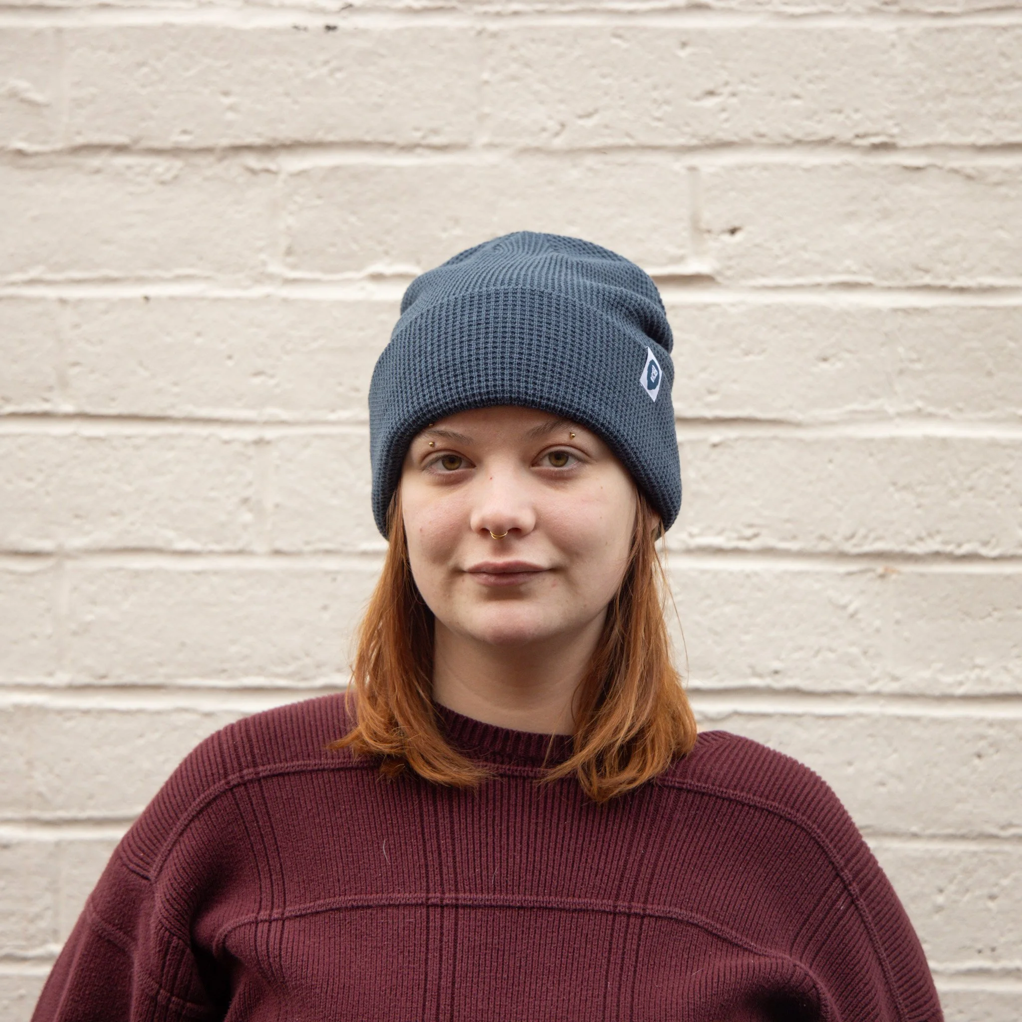 Slate Waffle Knit Beanie