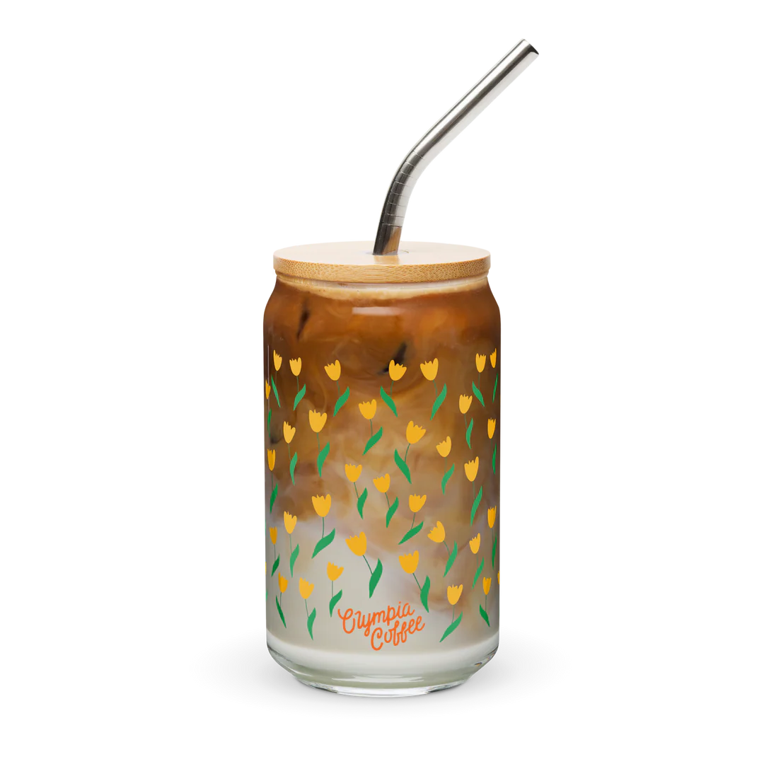 Tulip Field Glass with Straw