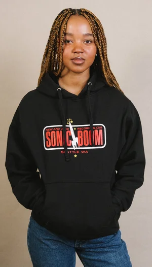 BOOM logo black pullover hoodie