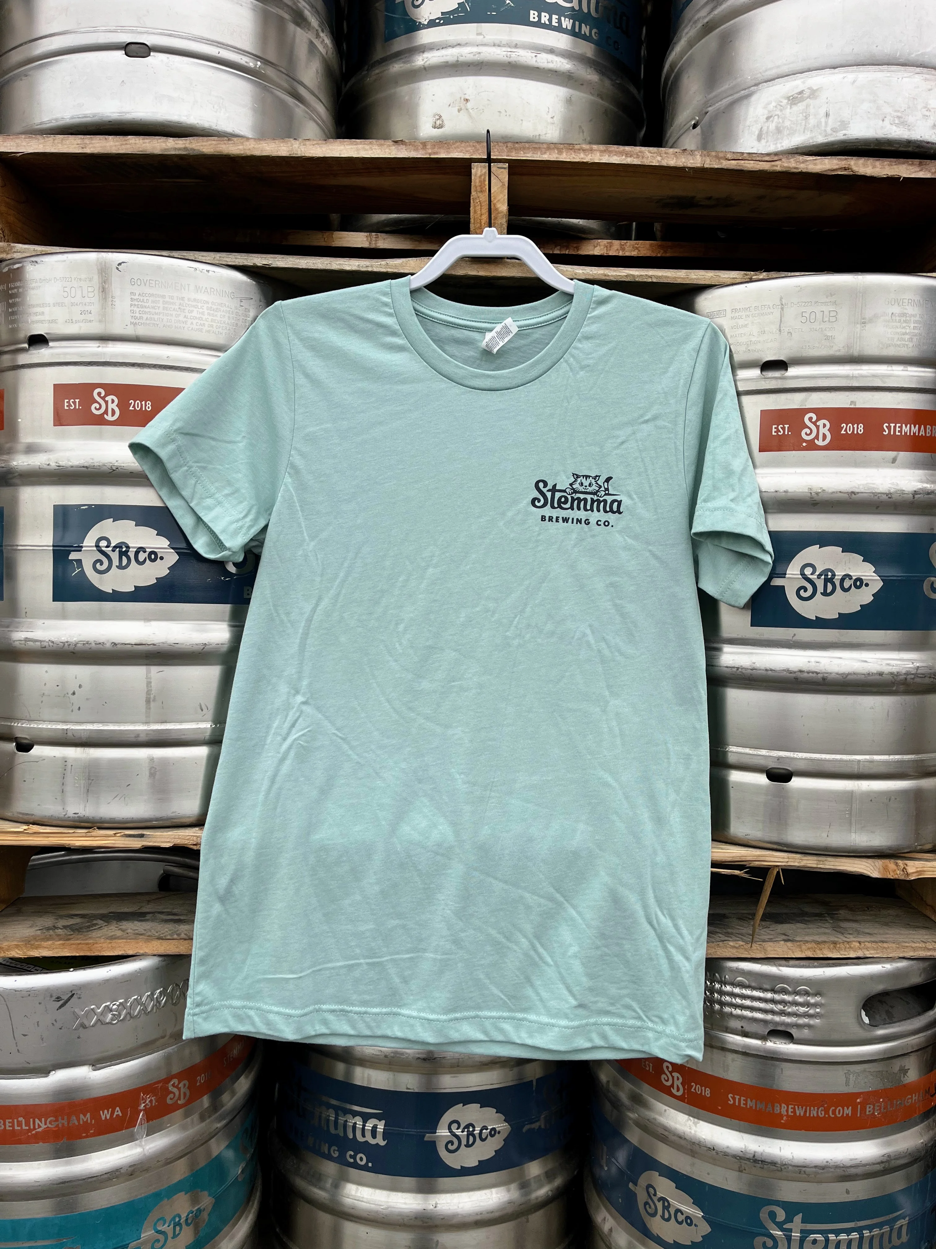 Tee - Heather Dusty Blue/Navy Cat