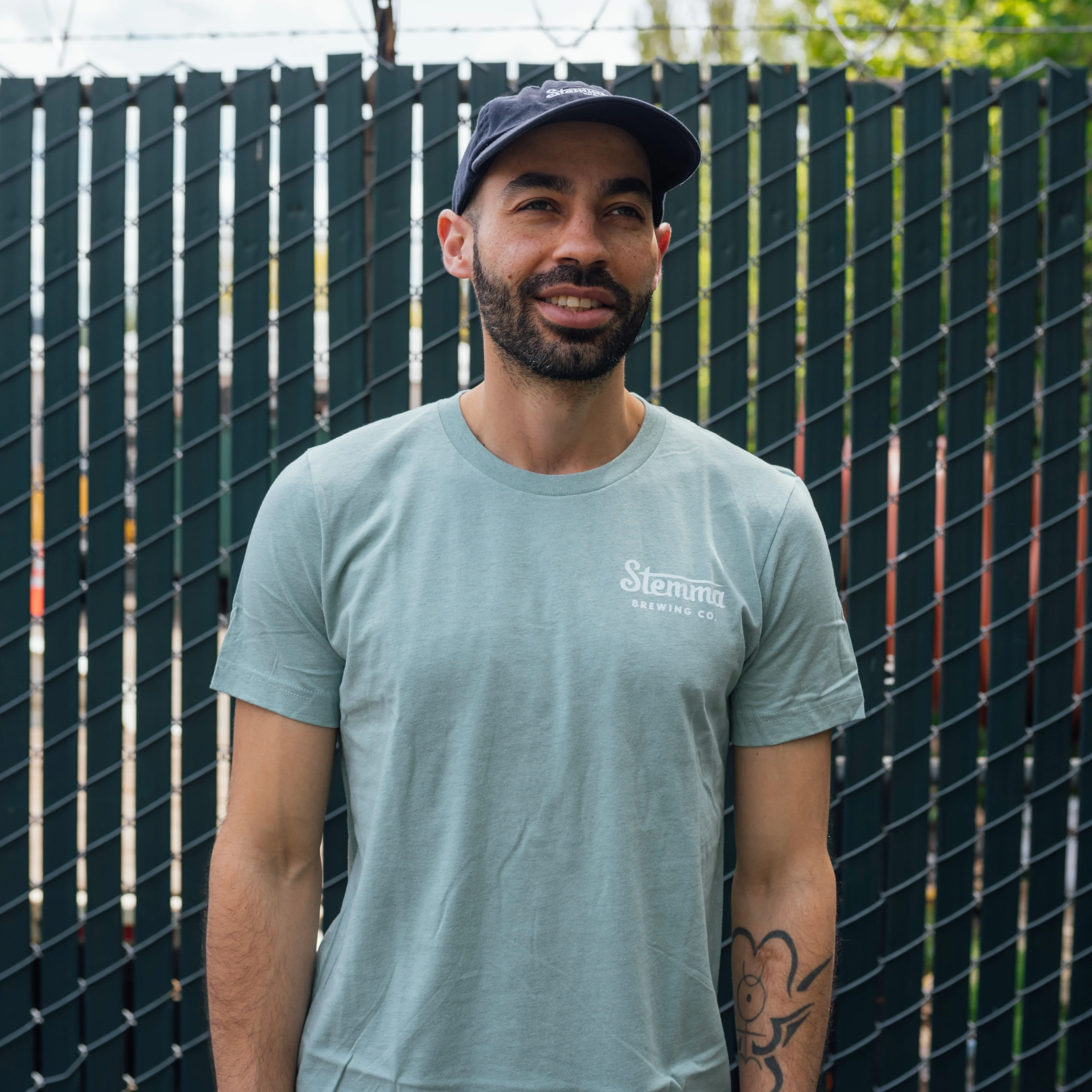 Tee - Heather Dusty Blue/White