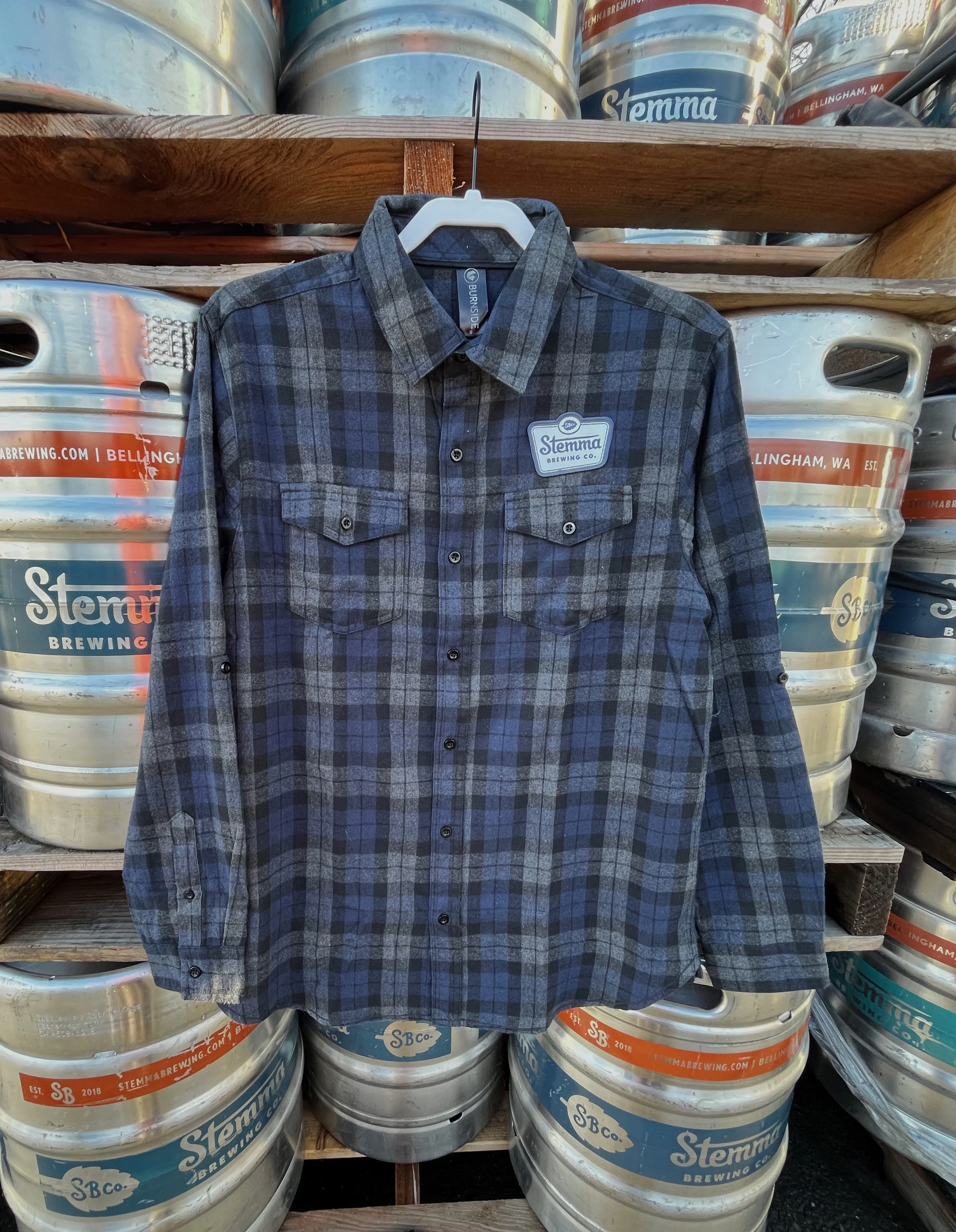 Flannel - Navy Blue & Grey Plaid